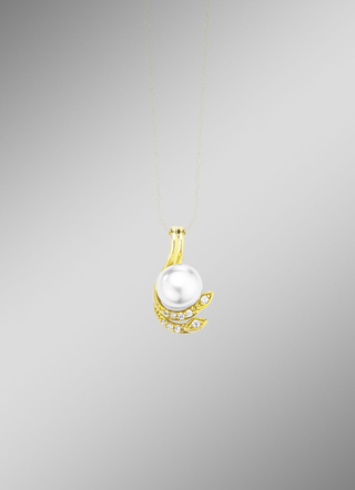 Elegante hanger met zoetwaterparel en synthetische zirkonia