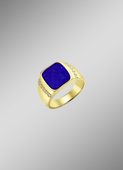 Ringen - Herenring met lapis lazuli en zirkonia, in Größe 180 bis 240, in Farbe  Ansicht 1