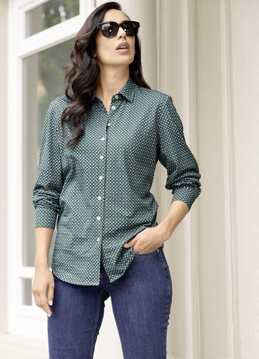 Blouses - Blouse met minimalistisch design Blouses - Blouse met minimalistisch design, in Größe 036 bis 052, in Farbe OLIV-PETROL-WEISS
