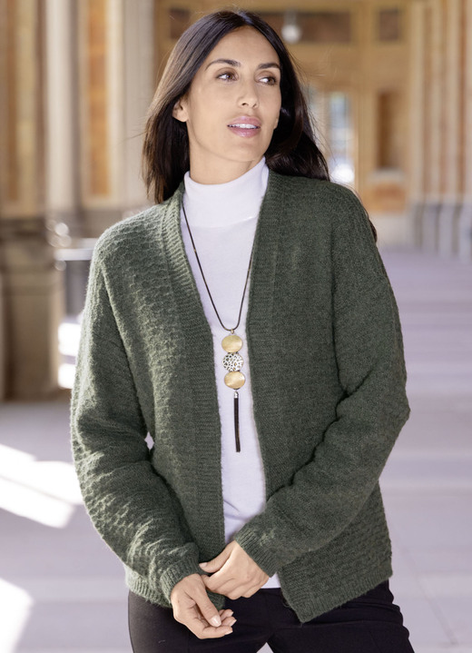 Basics - Strickjacke, in Größe 036 bis 050, in Farbe KHAKI MELIERT Ansicht 1
