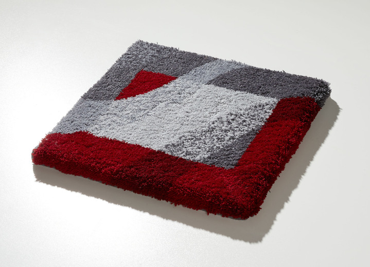 Grund - Superzachte badkamerset van Grund, in Größe 100 (Matje, halfrond 50/80 cm) bis 112 (Toiletdekselafdekking 47/50 cm), in Farbe GRAU-ROT Ansicht 1