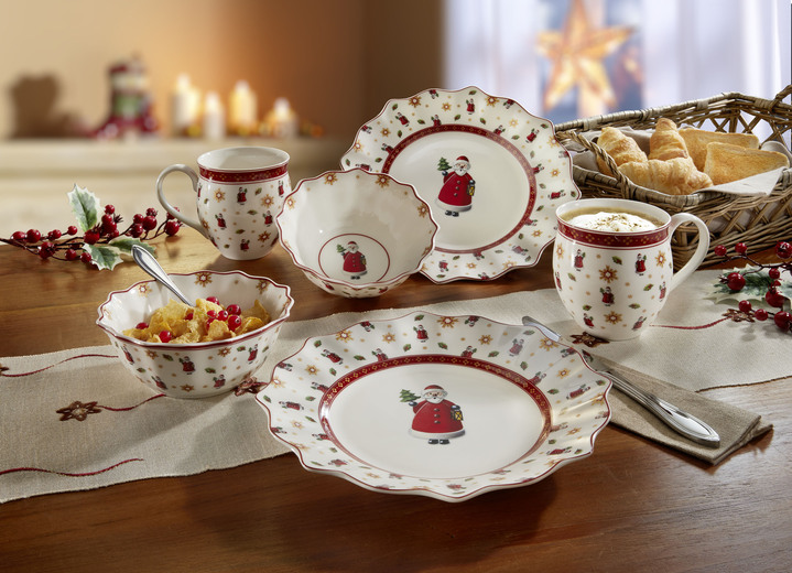 Porzellan - Frühstücks-Set, 6-teilig „Weihnachtsmann“, in Farbe WEISS-ROT Ansicht 1