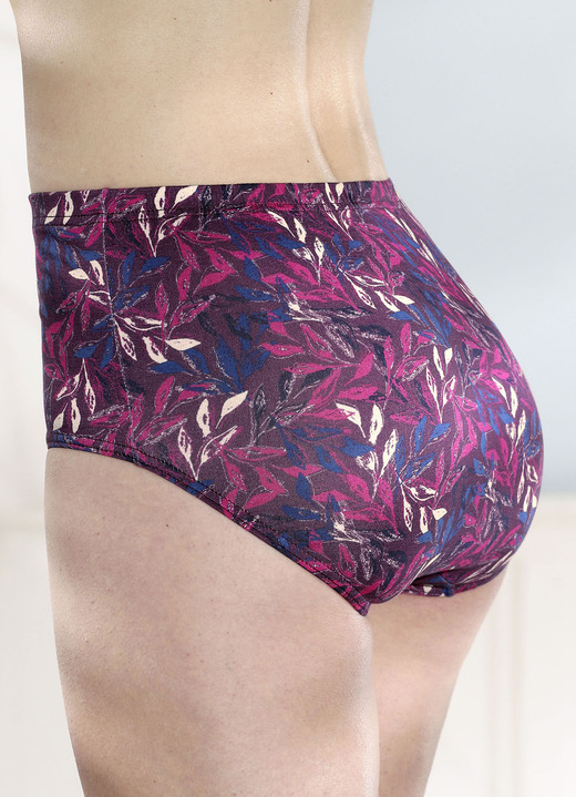 Slips - Viererpack Slips, in Größe 038 bis 056, in Farbe BURGUND-JEANSBLAU-AZALEE-BUNT