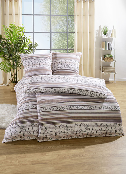 Beddengoed - Dubbelzijdig bedrukt beddengoedset van Janine, in Größe 112 (80/80 cm + 135/200 cm) bis 115 (80/80 cm + 155/220 cm), in Farbe NATUURLIJK BRUIN