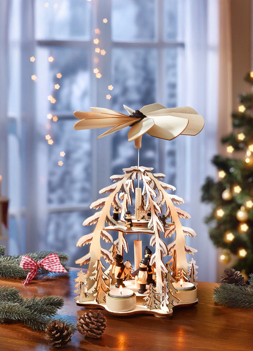 Weihnachtliche Dekorationen - Tischpyramide, in Farbe NATUR