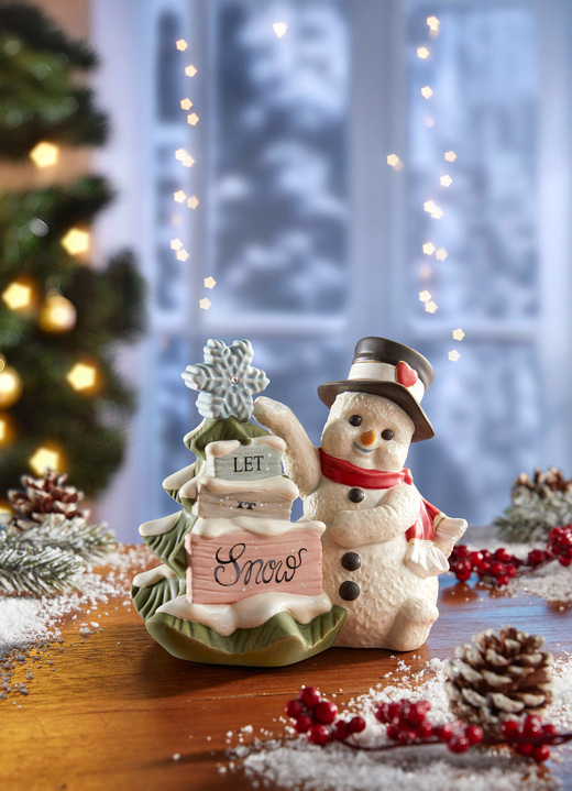 Goebel-beeldjes - Sneeuwpop met kerstboom, in Farbe WEISS-GRÜN-ROT