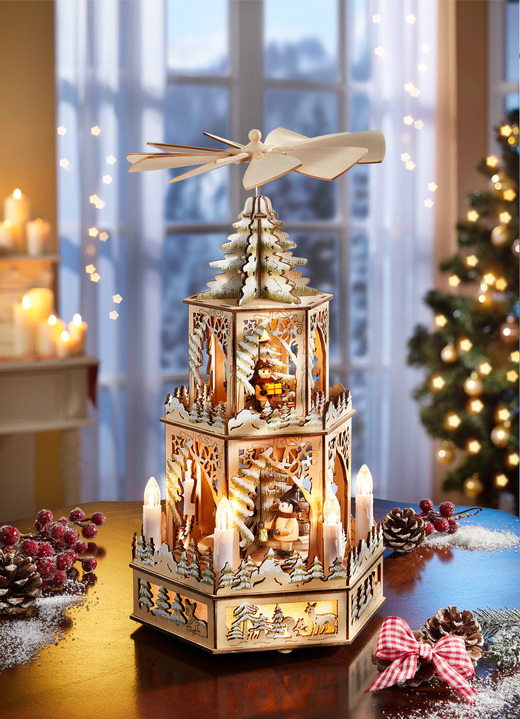 Weihnachtliche Dekorationen - Tischpyramide, in Farbe NATUR-BRAUN