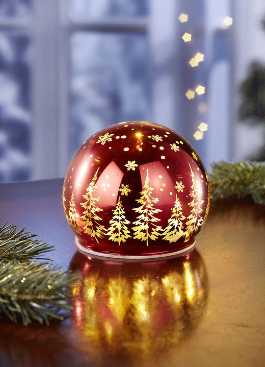 Kerstdecoraties - Glazen bol met verlichting, in Farbe ROT-GOLD
