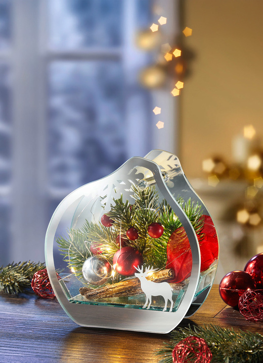 Kerstdecoraties - Glazen decoratie met LED-verlichting, in Farbe GRÜN-ROT