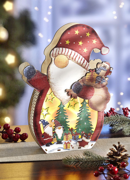 Kerstdecoraties - Verlichte Kerstman, in Farbe ROOD
