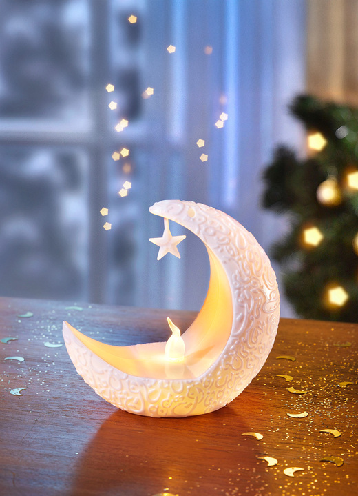 Kerstdecoraties - Verlichte maan, in Farbe WEISS