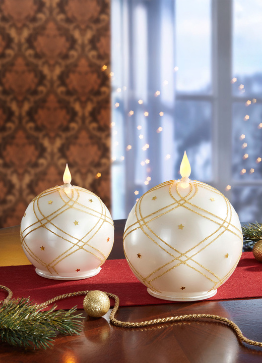 Kerstdecoraties - LED-kaarsen, set van 2, in Farbe WITGOUD