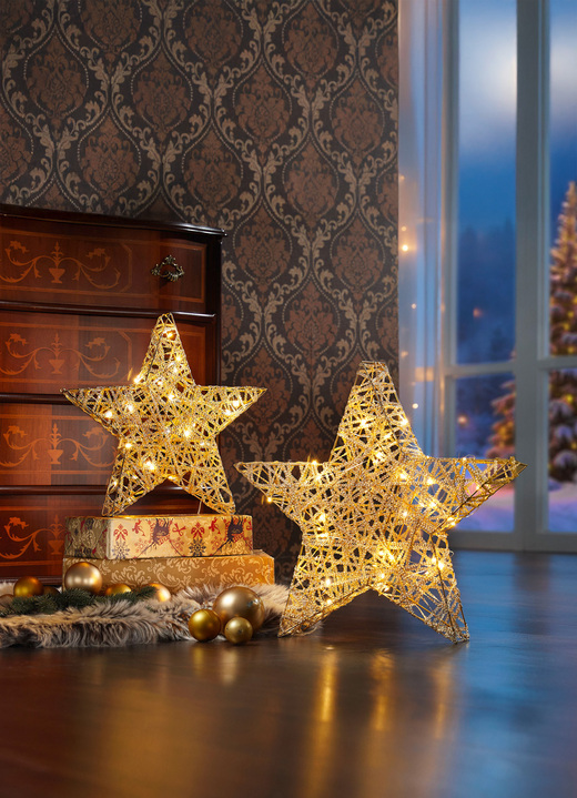 Weihnachtliche Dekorationen - LED-Stern, in Farbe GOLD, in Ausführung LED-Stern, klein