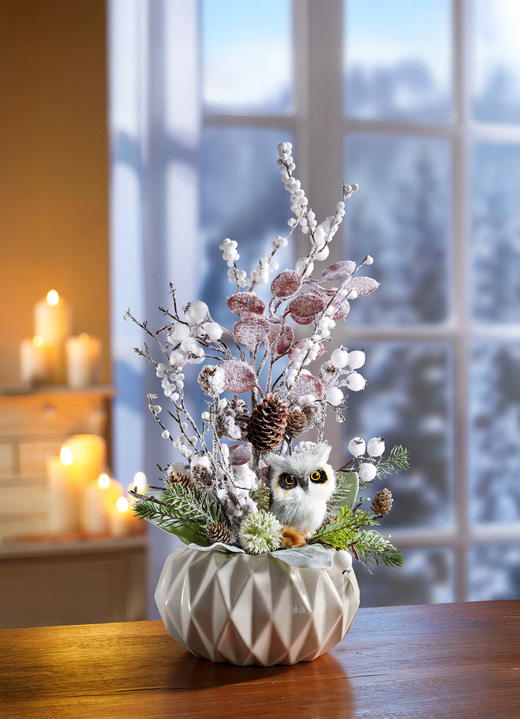 Gestecke & Kränze - Beeren-Arrangement, in Farbe WEISS-GRÜN-SILBER