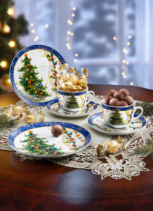 Weihnachtsleckereien - Gedeck-Set, blau, 3-tlg., in Farbe BLAU, in Ausführung Gedeck-Set, 3-teilig