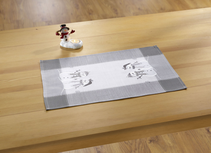 Tischdecken - Deckchen, in Größe 101 (Deckchen, 35/ 50 cm) bis 404 (Kissenbezug, 40/ 40 cm), in Farbe WEISS-GRAU Ansicht 1