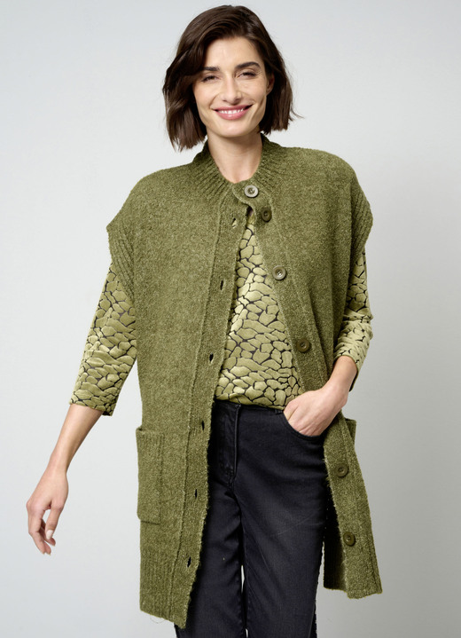 Basics - Strickweste, in Größe 038 bis 052, in Farbe MOOSGRÜN Ansicht 1