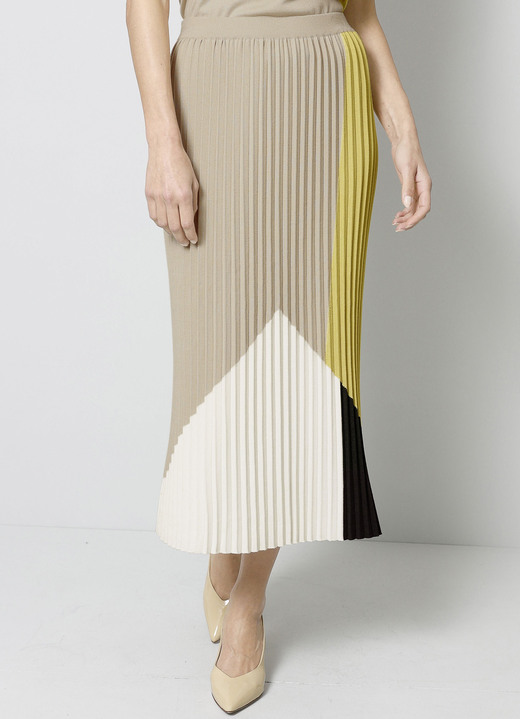 Multicolor - Gebreide rok met plooien Multicolor - Gebreide rok met plooien, in Größe 019 bis 052, in Farbe BEIGE