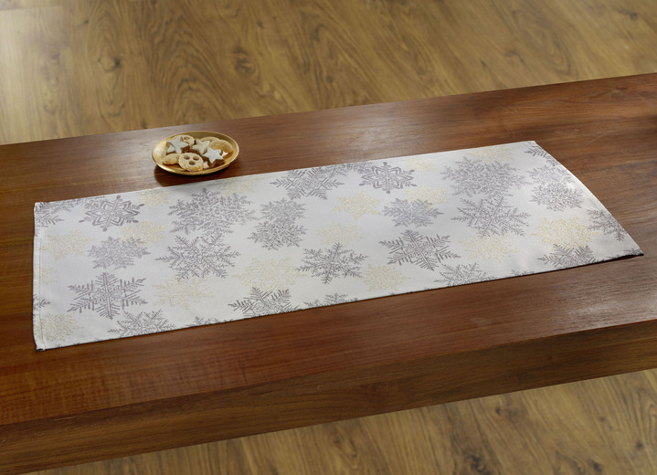 Tafellakens - Tafel- en kamerdecoratie met glittergaren, in Größe 100 (2 placemats, 30/45 cm) bis 404 (Kussensloop, 40/40 cm), in Farbe GOUD-ZILVER Ansicht 1
