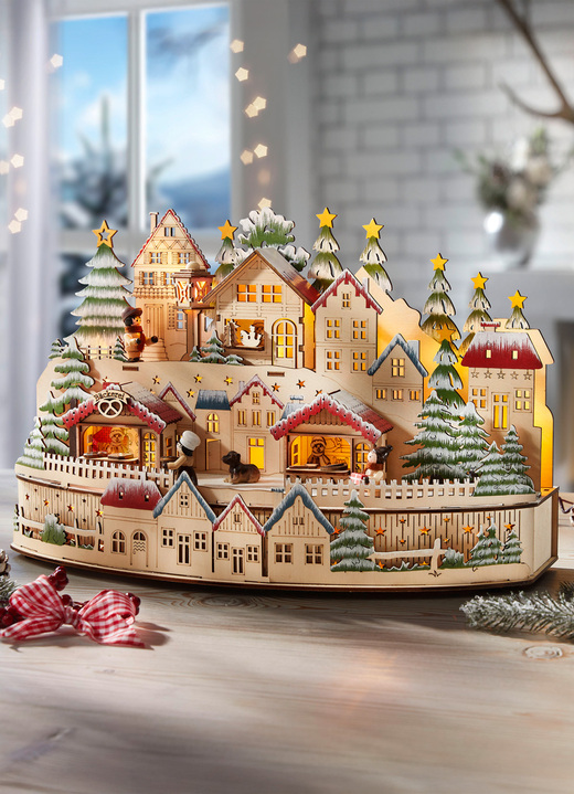 Kerstdecoraties - Verlichte houten decoratie, in Farbe KLEURRIJK