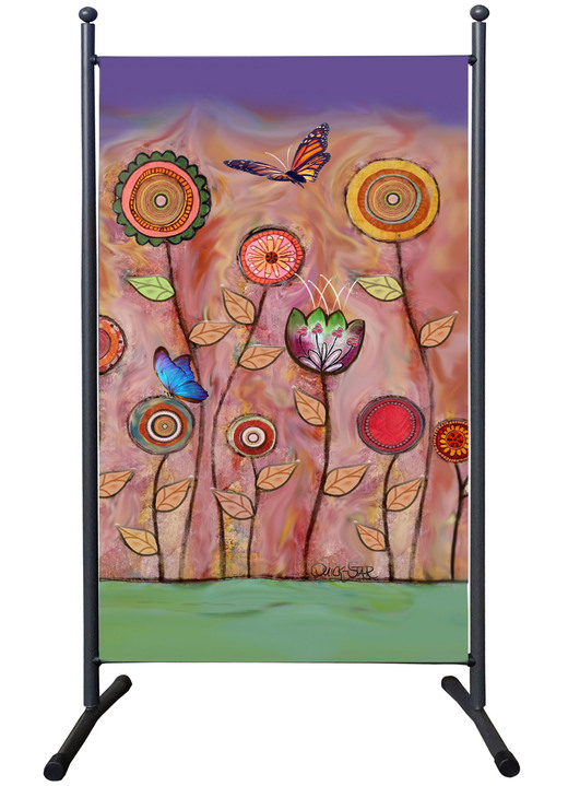 Zonwering - Scheidingswand met origineel bloemenmotief, in Farbe BUNT Ansicht 1