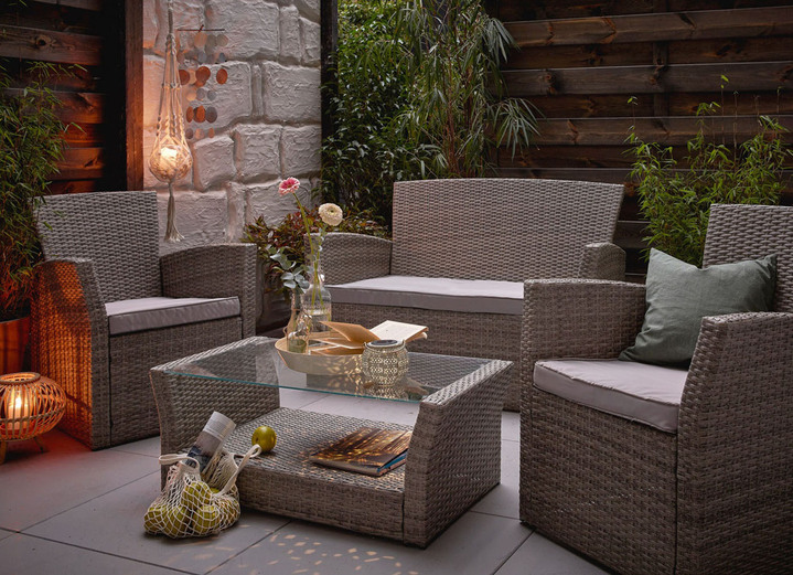 Gartenmöbel - Garten-Lounge, 4teilig inkl. Auflagen, in Farbe GRAU Ansicht 1