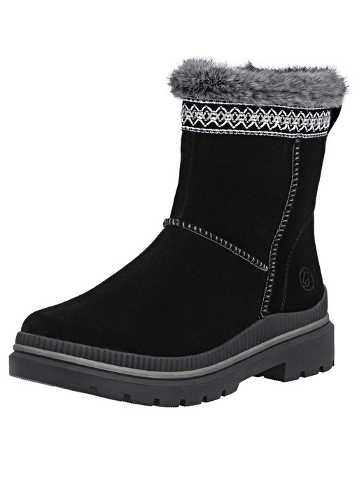 Laarzen & laarsjes - Remonte, gevoerde dames enkellaarsjes, winterschoenen, breedte G, met lamsvacht, in Größe 036 bis 042, in Farbe SCHWARZ Ansicht 1