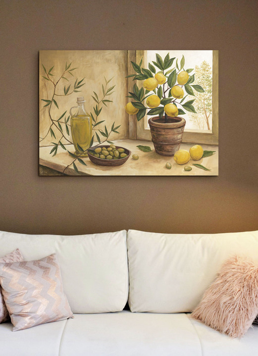 Stilleven  - Hoogwaardig canvas schilderij op spieraam, in Farbe GEEL-GROEN-BRUIN Ansicht 1