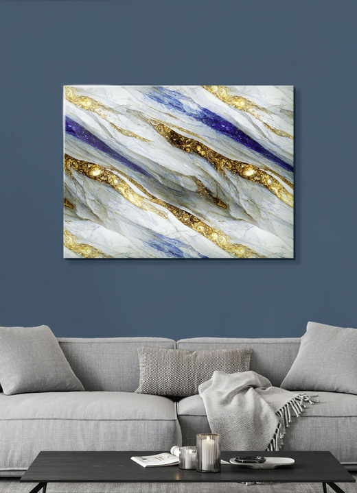 Modern - Glasfoto met hoge resolutie digitale afdruk, in Farbe BLAUW-GOUD Ansicht 1