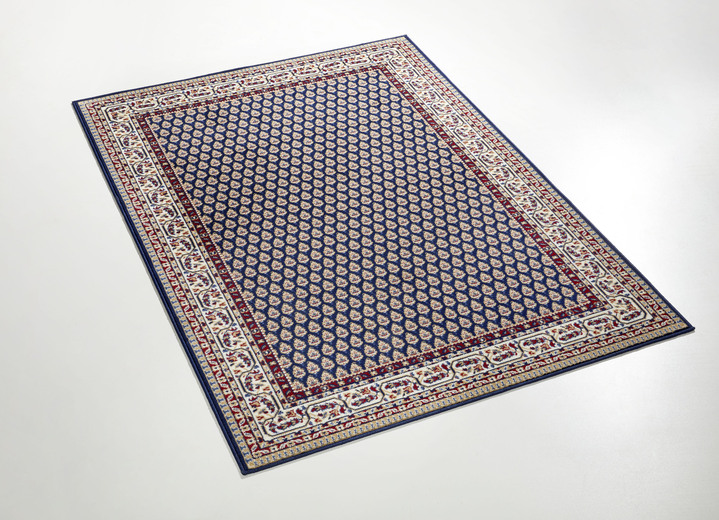 Klassiek - Bruggen/tapijten en bedrokken met Mir-patroon, in Größe 105 (vloerkleed, 60 x 110 cm) bis 309 (2 matten, 60 x 110 cm en 1 loper, 60 x 320 cm), in Farbe BLAUW Ansicht 1