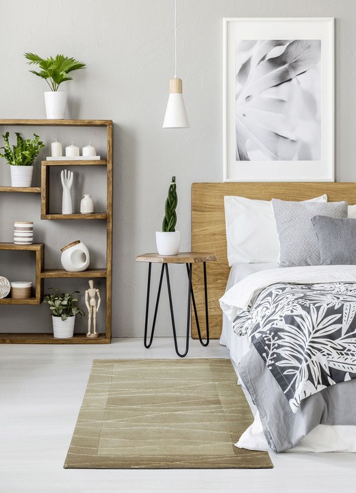 Modern - Handgeknoopte tapijten en karpetten in natuurlijke vezelkwaliteit, in Größe 165 (brug 120x180 cm) bis 290 (tapijt 250x300 cm), in Farbe BEIGE Ansicht 1