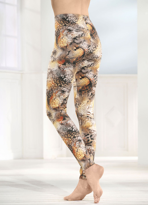 Leggings - Leggings, in Größe L (44/46) bis XXL (52/54), in Farbe ORANJE-BRUIN-ZWART