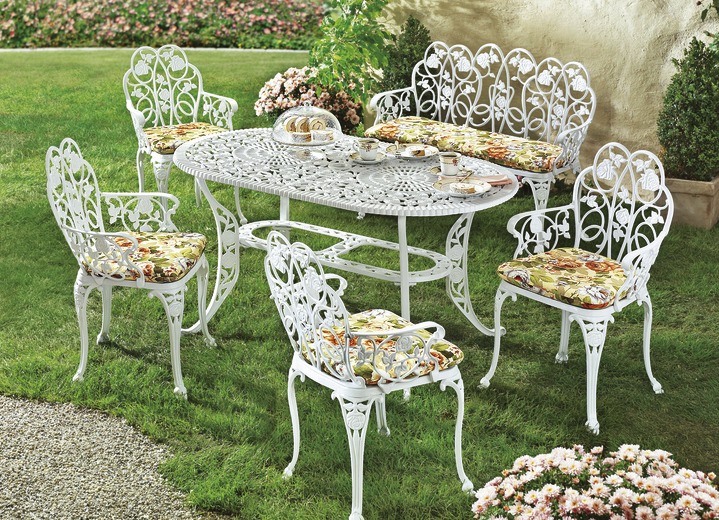 Tuinmeubels - Tuinmeubel Doornroosje van massief gegoten aluminium, in Farbe WIT, in Ausführung Fauteuil Ansicht 1