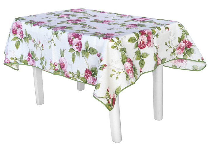 Tafellakens - Dichtgeweven tafellinnen gemaakt in Duitsland, in Farbe PINKSTERROOS, in Ausführung Tafelkleed, vierkant, L160xW130 cm Ansicht 1