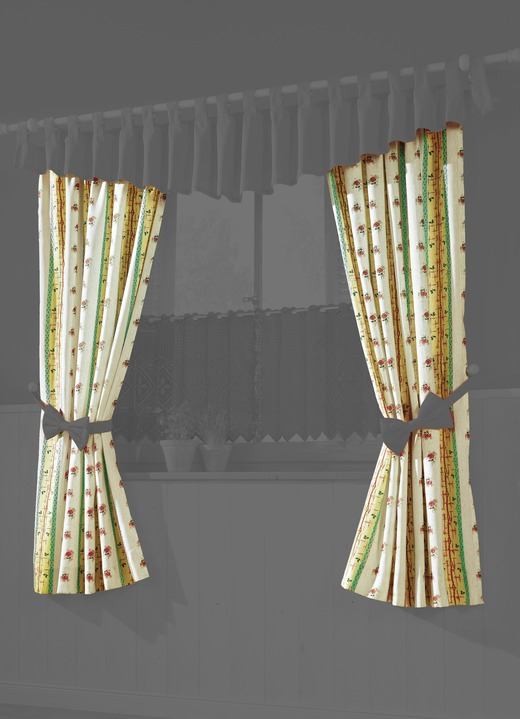 Korte gordijnen - Overgordijn-set in linnen-look, in Größe 340 (H 125 x B 60 cm) bis 436 (H 225 x B 132 cm), in Farbe NATUUR-ROOD Ansicht 1