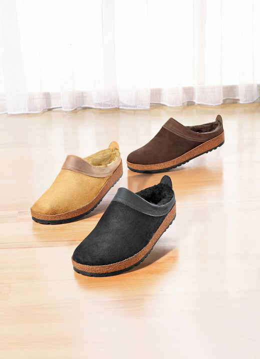 Sandalen & slippers - Klompen van lamsvacht, voor dames en heren, van Haflinger, in Größe 036 bis 046, in Farbe ZWART Ansicht 1