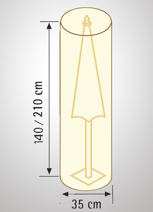 Gartengeräte und Zubehör - Reißfeste, witterungsbeständige und atmungsaktive Schutzhüllen, in Farbe BEIGE UNI, in Ausführung für Schirm, Höhe 140 cm Ansicht 1