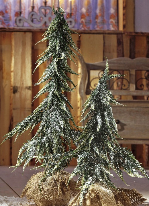 Kerstdecoraties - Kerstbomen in een jute zak, in Farbe GROEN, in Ausführung klein