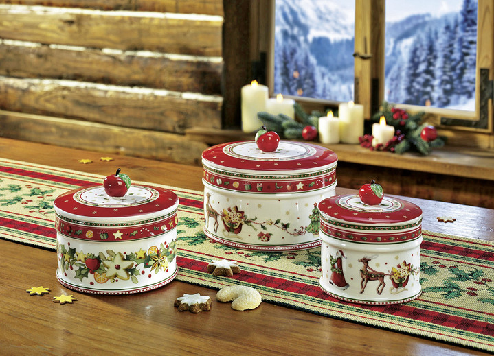 Villeroy & Boch - Villeroy & Boch porseleinen koektrommel, in Farbe WEISS-ROT, in Ausführung Gebaksdoos, klein Ansicht 1