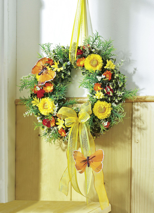 Kunst- & textielplanten - Muurkrans met vlinders, in Farbe