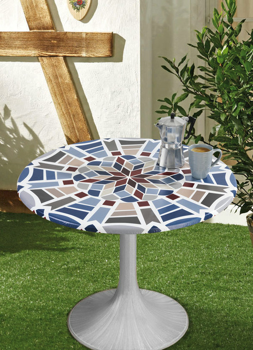 Tuin tafelkleden - Elastische tafelkleed met mozaïek-dessin, in Farbe BLAUW Ansicht 1