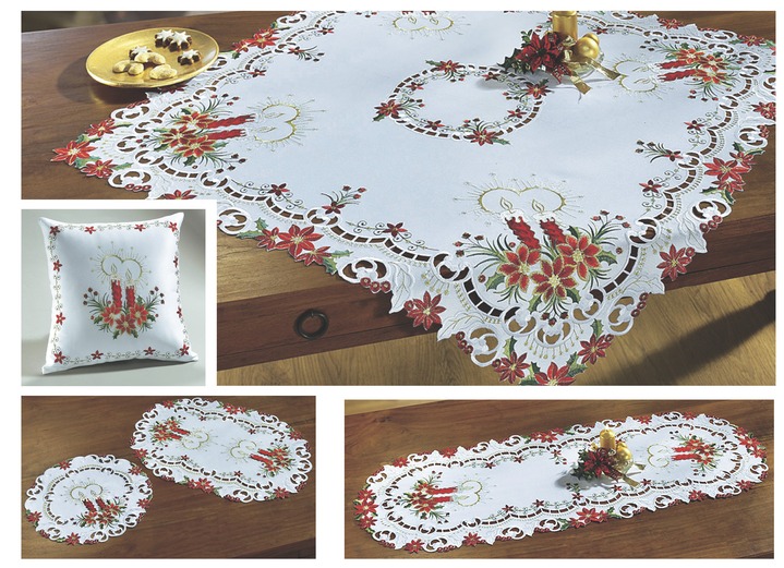 Tafellakens - Kerstachtige tafel- en kamerdecoratie, in Größe 140 (Loper ovaal, 40/85 cm) bis 404 (Kussensloop, 40/40 cm), in Farbe