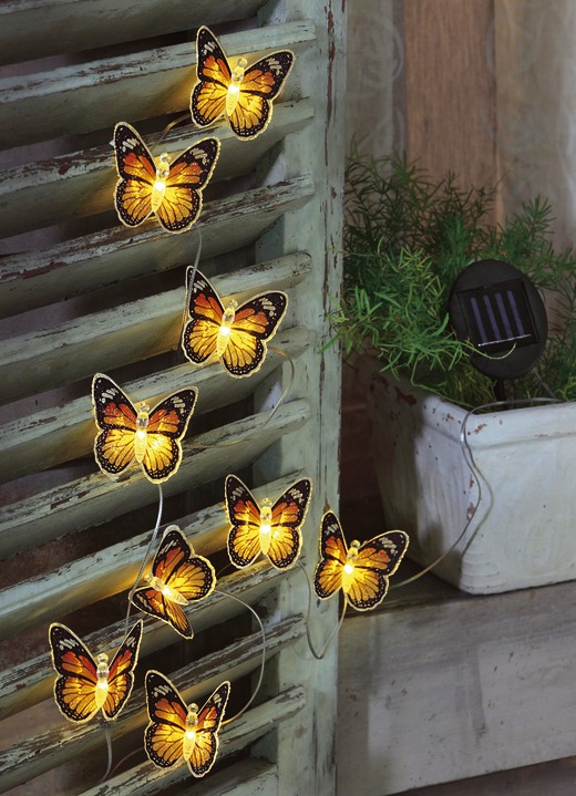 Gartenbeleuchtung - Solar Lichterkette Schmetterling, in Farbe SCHWARZ