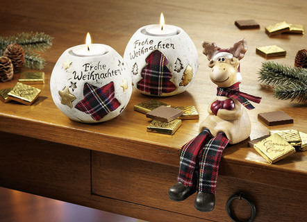 Tafeldecoratieset inclusief chocolade en 2 theelichthouders