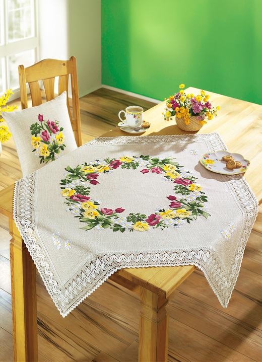 Tafellakens - Schäfer tafel en kamerdecoratie, in Größe 103 (Loper, 50/100 cm) bis 404 (kussensloop, 40/ 40 cm), in Farbe MULTICOLOR, in Ausführung Gestikt
