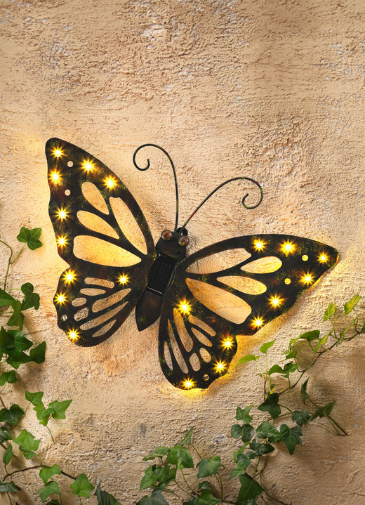 Tuinverlichting - Schilderij vlinder op zonne-energie, van metaal, in Farbe ANTIEK-BRUIN Ansicht 1