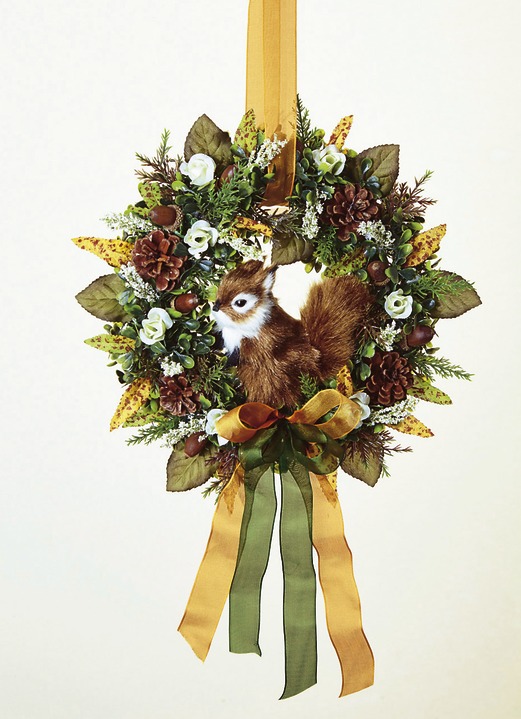 Kunst- & textielplanten - Muurkrans met eekhoorn, in Farbe