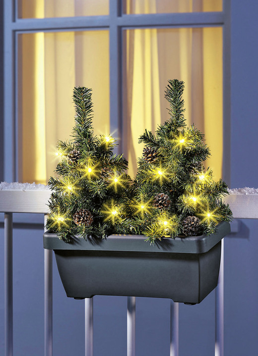 Tuin - Balkonkast met led-boompjes, in Farbe GROEN