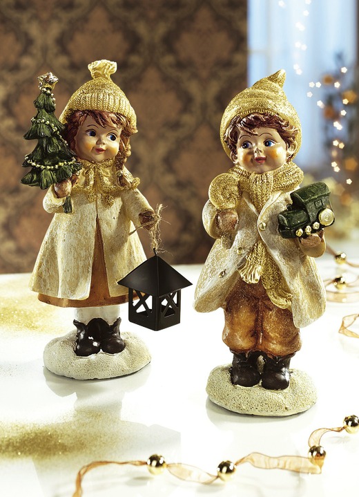 - Winterkinderen, set van 2, in Farbe BRUIN
