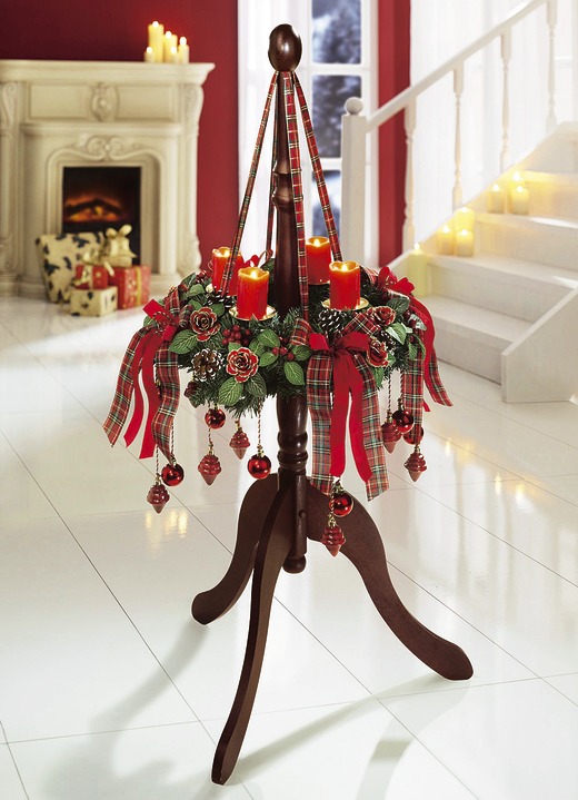 Bloemstukken & kransen - Adventskrans met weelderige strikversieringen, in Farbe ROOD Ansicht 1